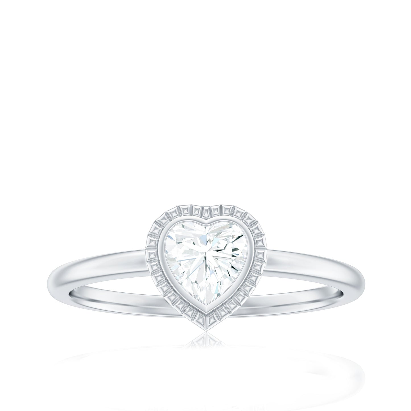 0.5 Carat Moissanite Heart Promise Ring in Bezel Setting