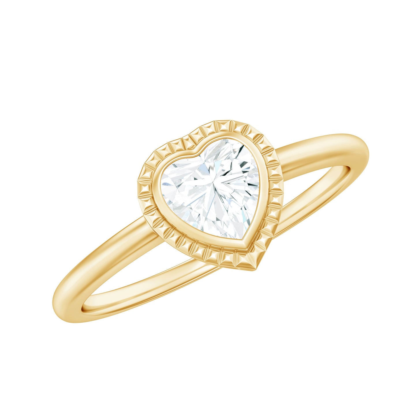 0.5 Carat Moissanite Heart Promise Ring in Bezel Setting