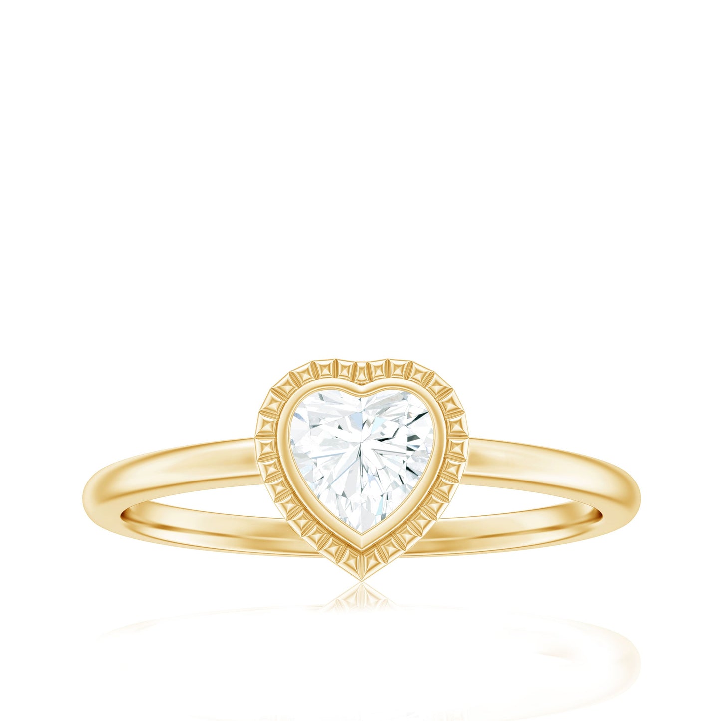 0.5 Carat Moissanite Heart Promise Ring in Bezel Setting