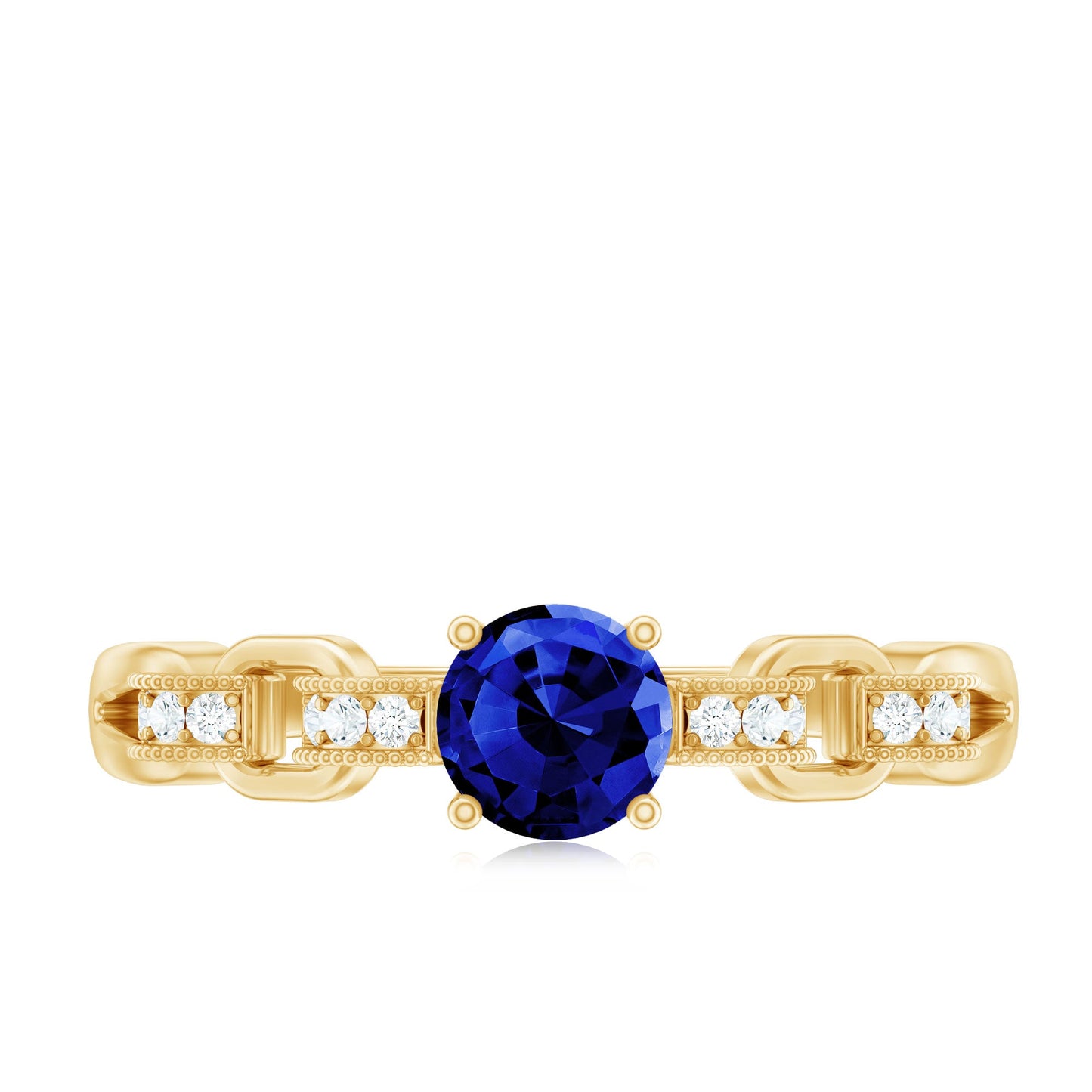 Certified 0.6 Carat Lab Grown Blue Sapphire Promise Ring with Diamond for Women