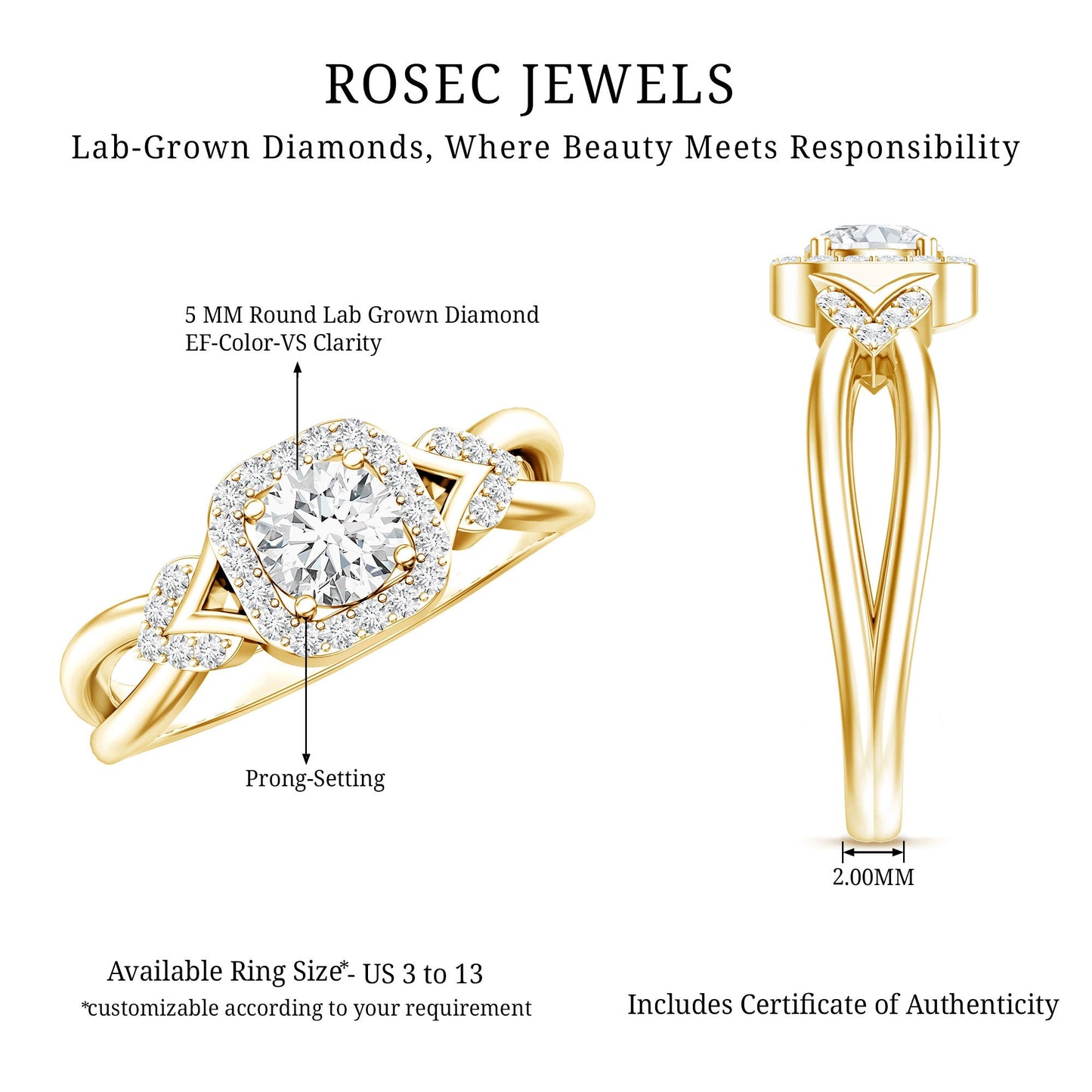 Lab Grown Diamond Halo Engagement Ring