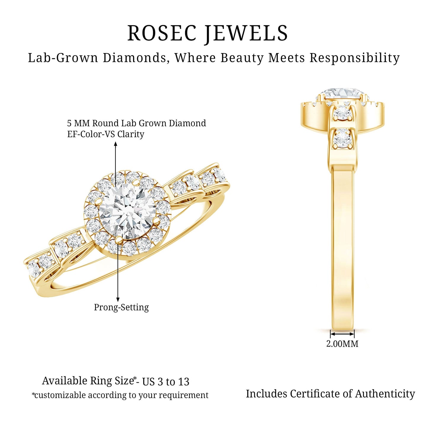 Lab Grown Diamond Minimal Engagement Ring For Her