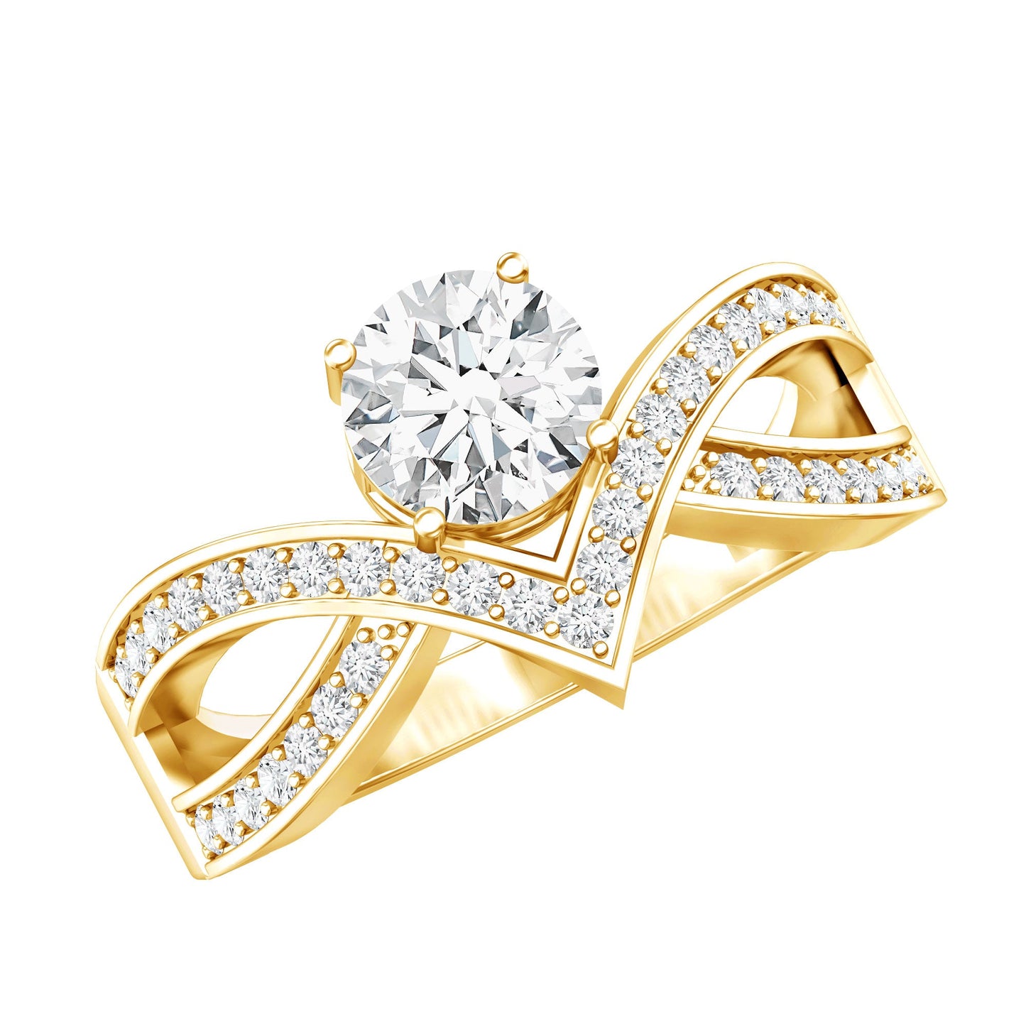 Certified Lab Grown Diamond Designer Solitaire Engagement Ring