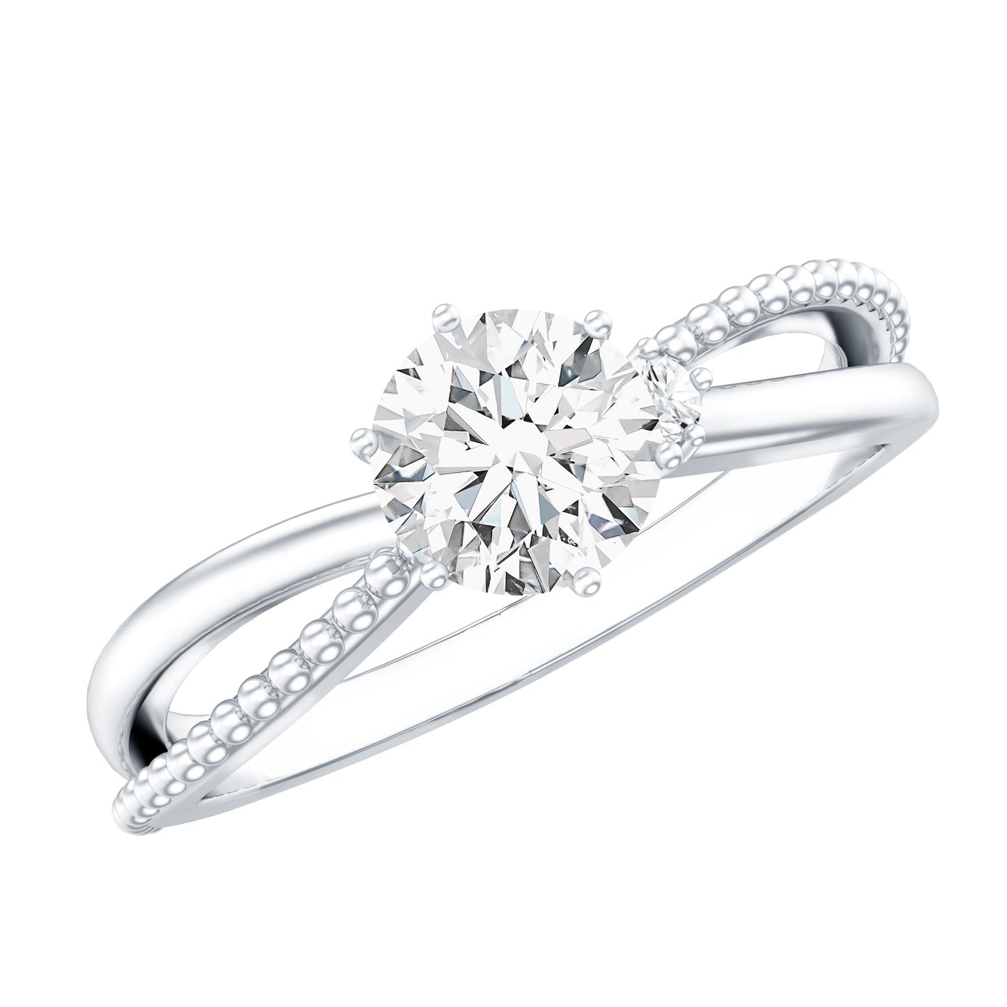 Lab Grown Diamond Solitaire Splt Shank Engagement Ring
