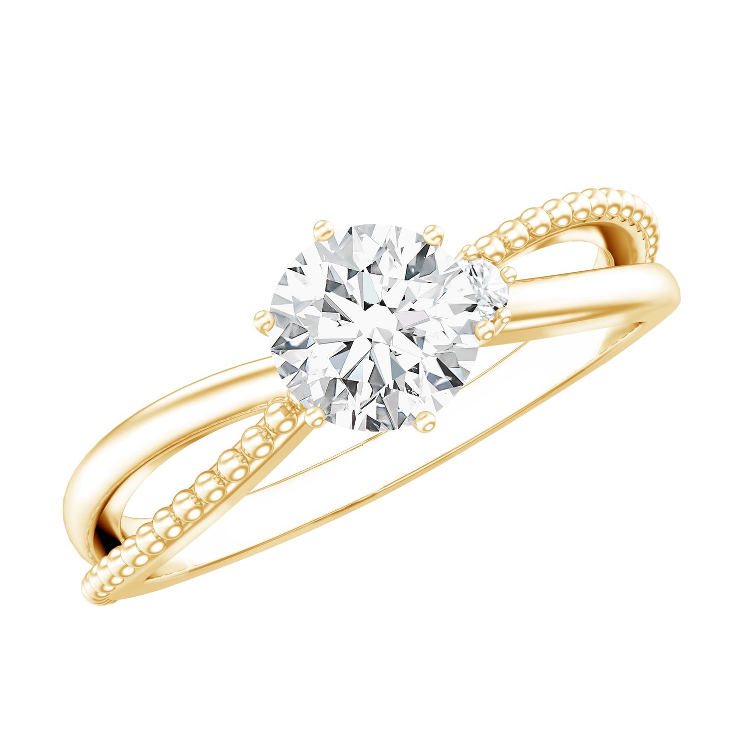 Lab Grown Diamond Solitaire Splt Shank Engagement Ring