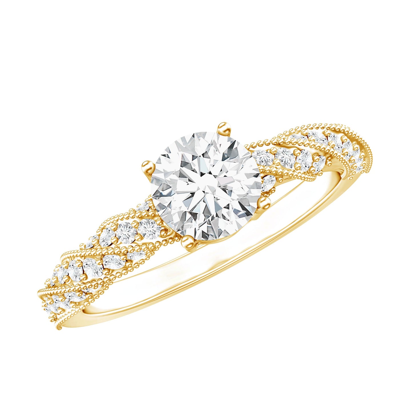 Round Shape Lab Grown Diamond Solitaire Engagement Ring