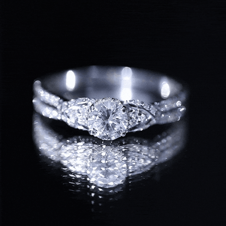 Lab Grown Diamond Round Engagement Ring With Side Stone