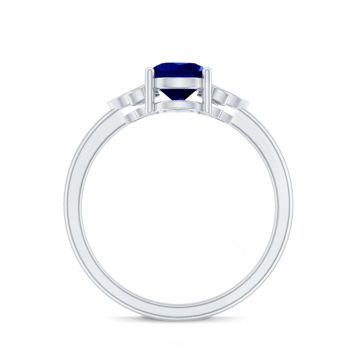 Certified Lab Grown Blue Sapphire Teardrop Engagement Ring with Diamonds