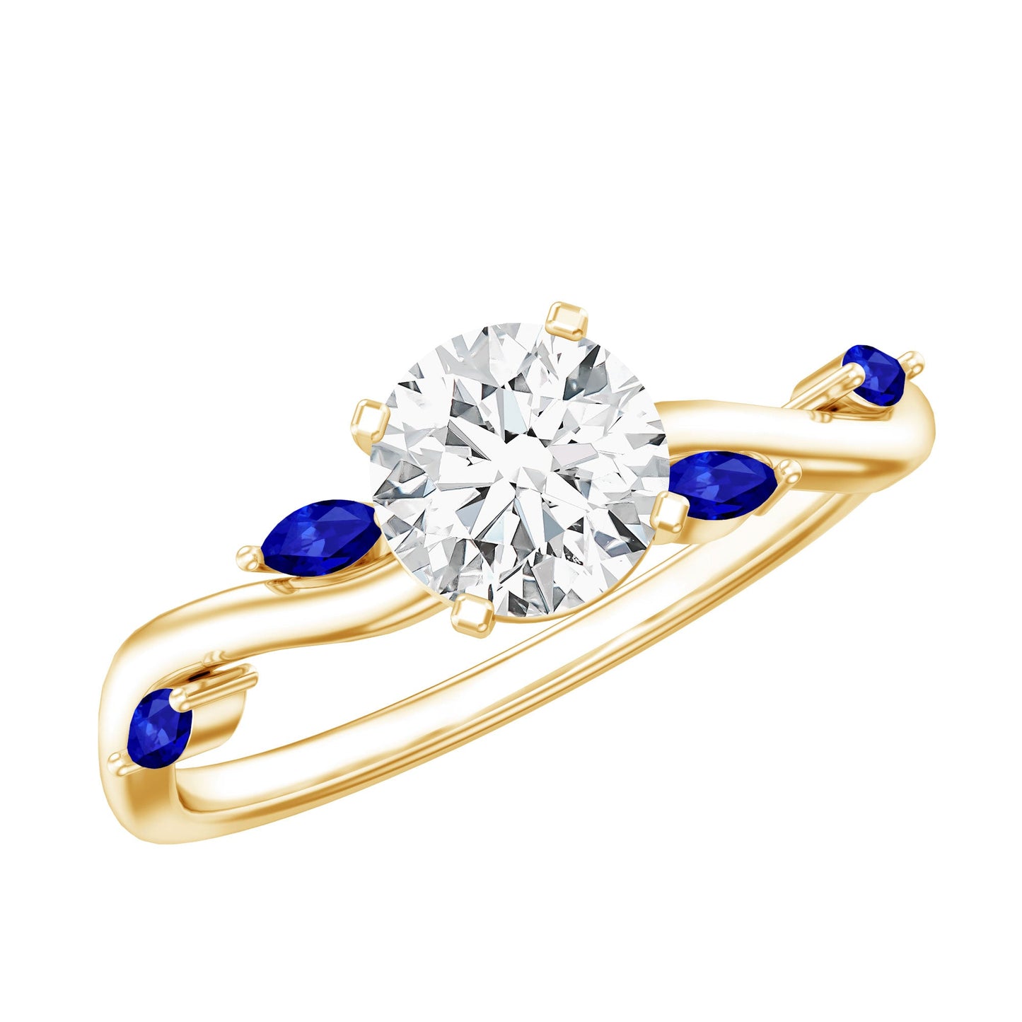 Certified Lab Grown Diamond Engagement Ring with Sapphire