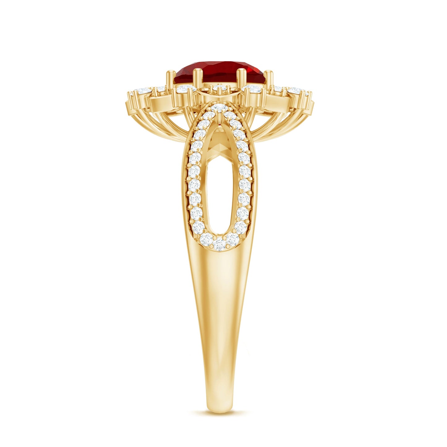 Lab Grown Ruby and Diamond Antique Looking Engagement Ring For Women