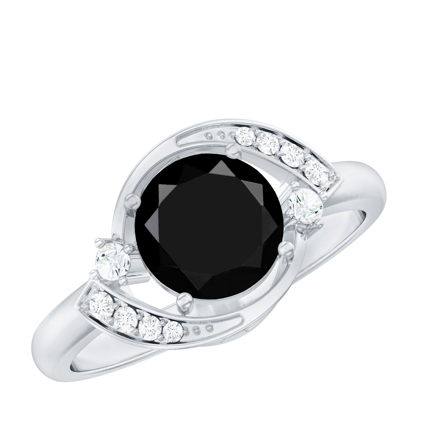 2 Carat Lab Grown Black and White Diamond Engagement Ring for Women