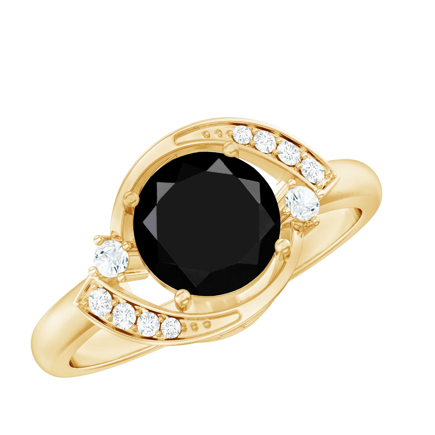 2 Carat Lab Grown Black and White Diamond Engagement Ring for Women