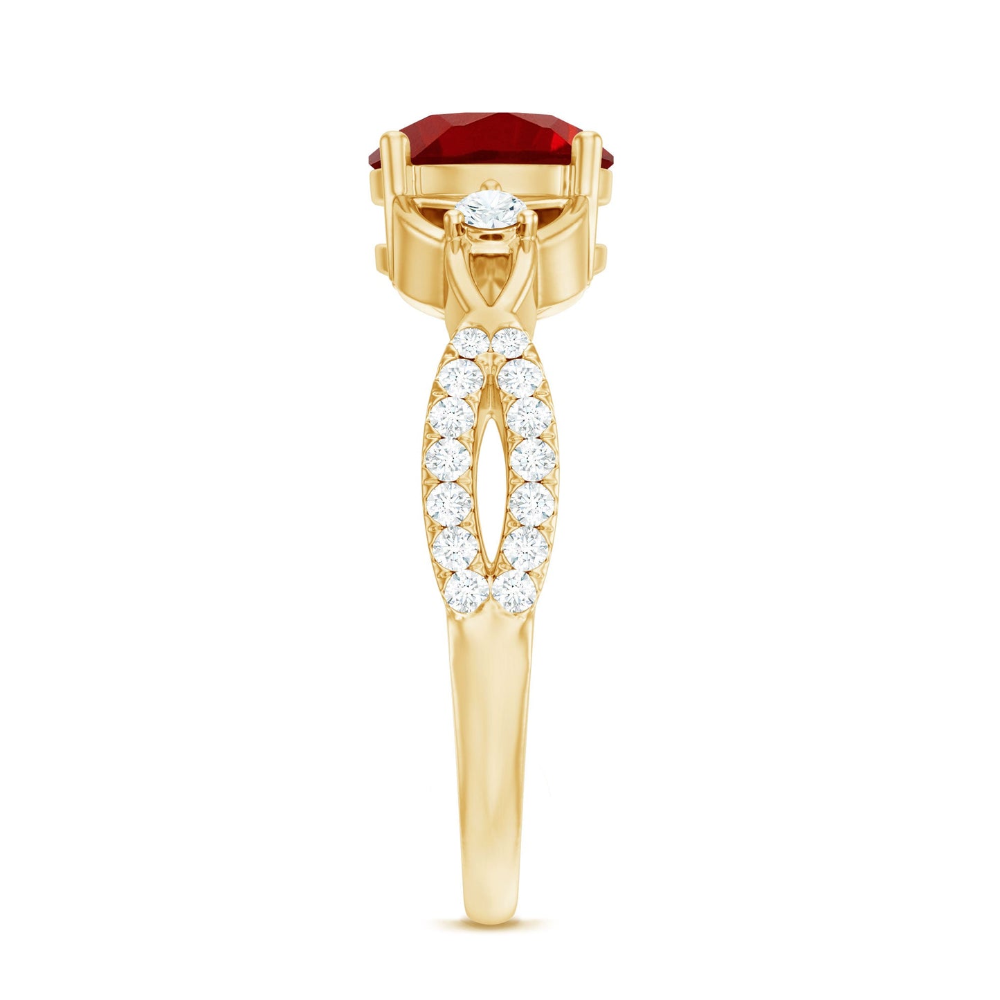 Certified Lab Created Ruby Solitaire Engagement Ring with Diamonds