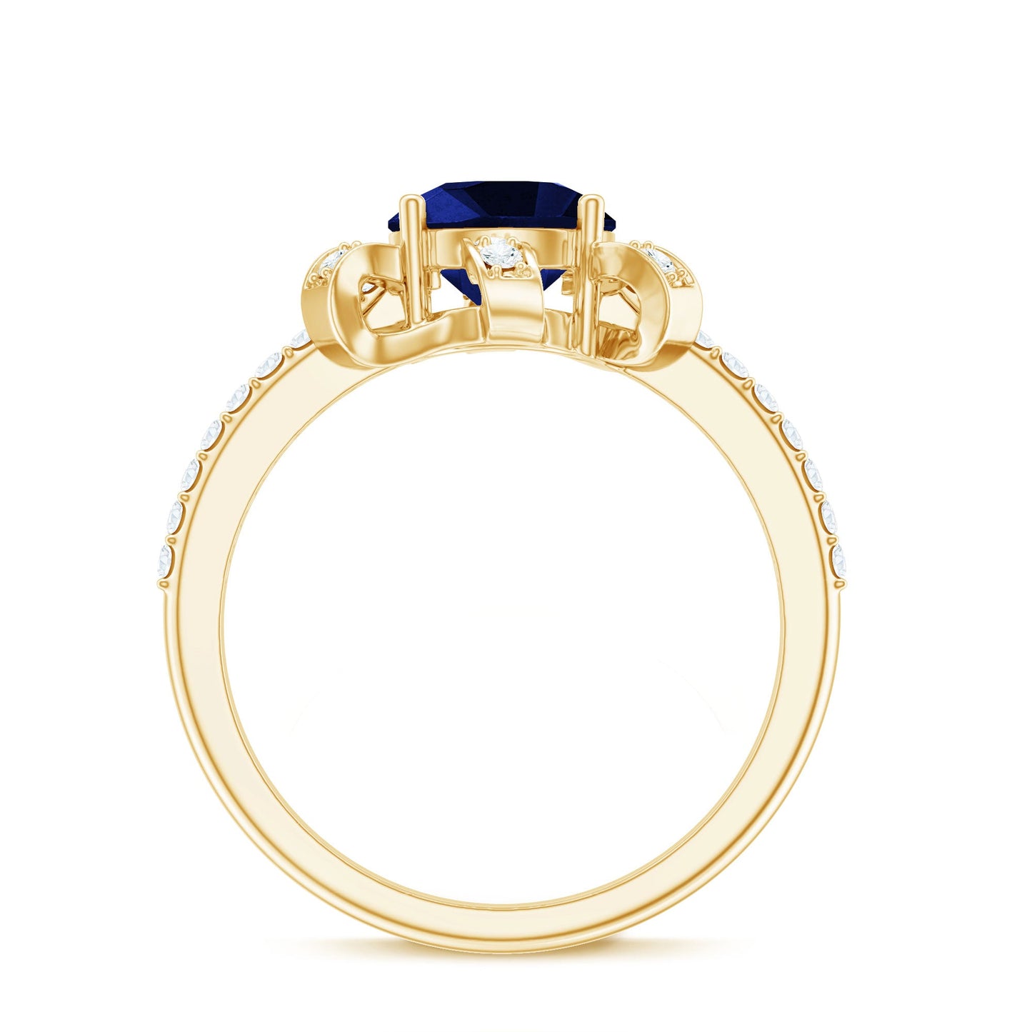 Nature Inspired 2.7 Carat Lab Grown Blue Sapphire Diamond Engagement  Ring
