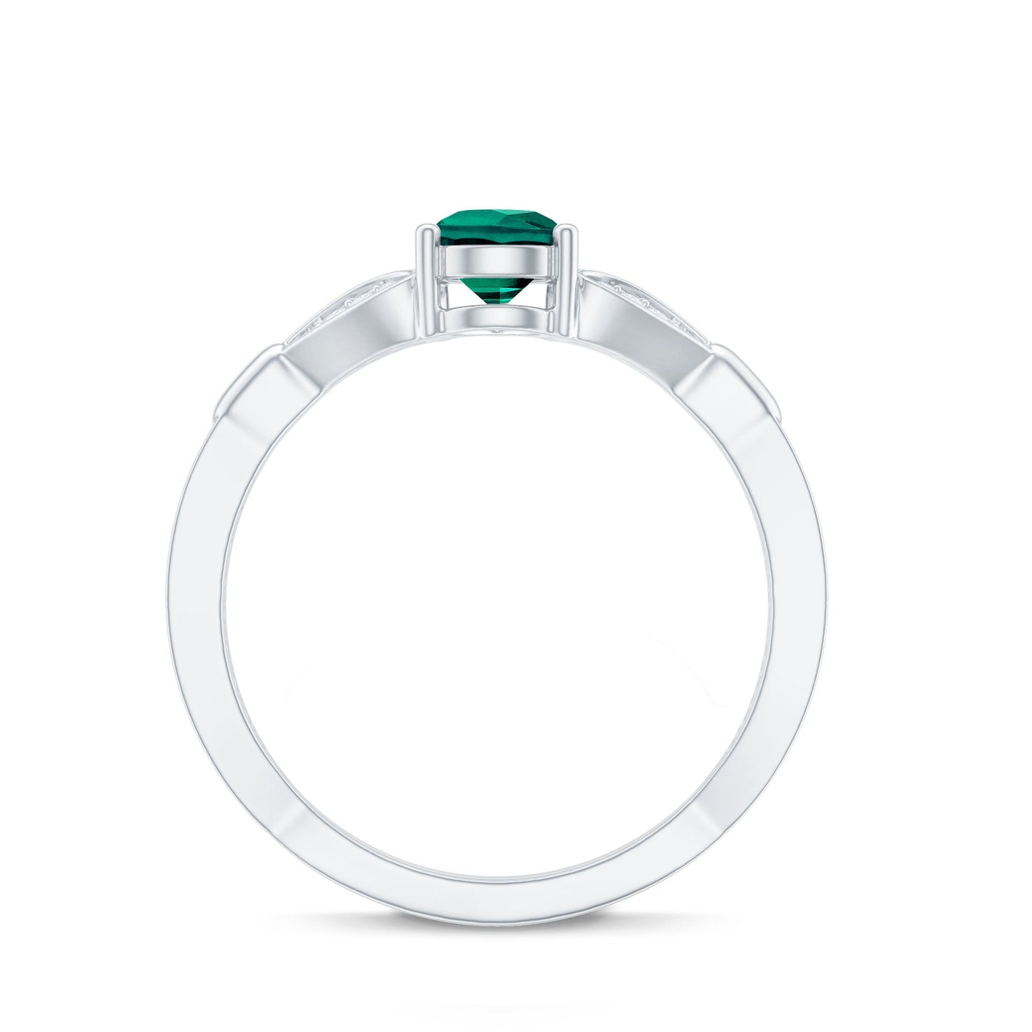 Pear Shape Lab Grown Emerald Teardrop Engagement Ring With Diamond