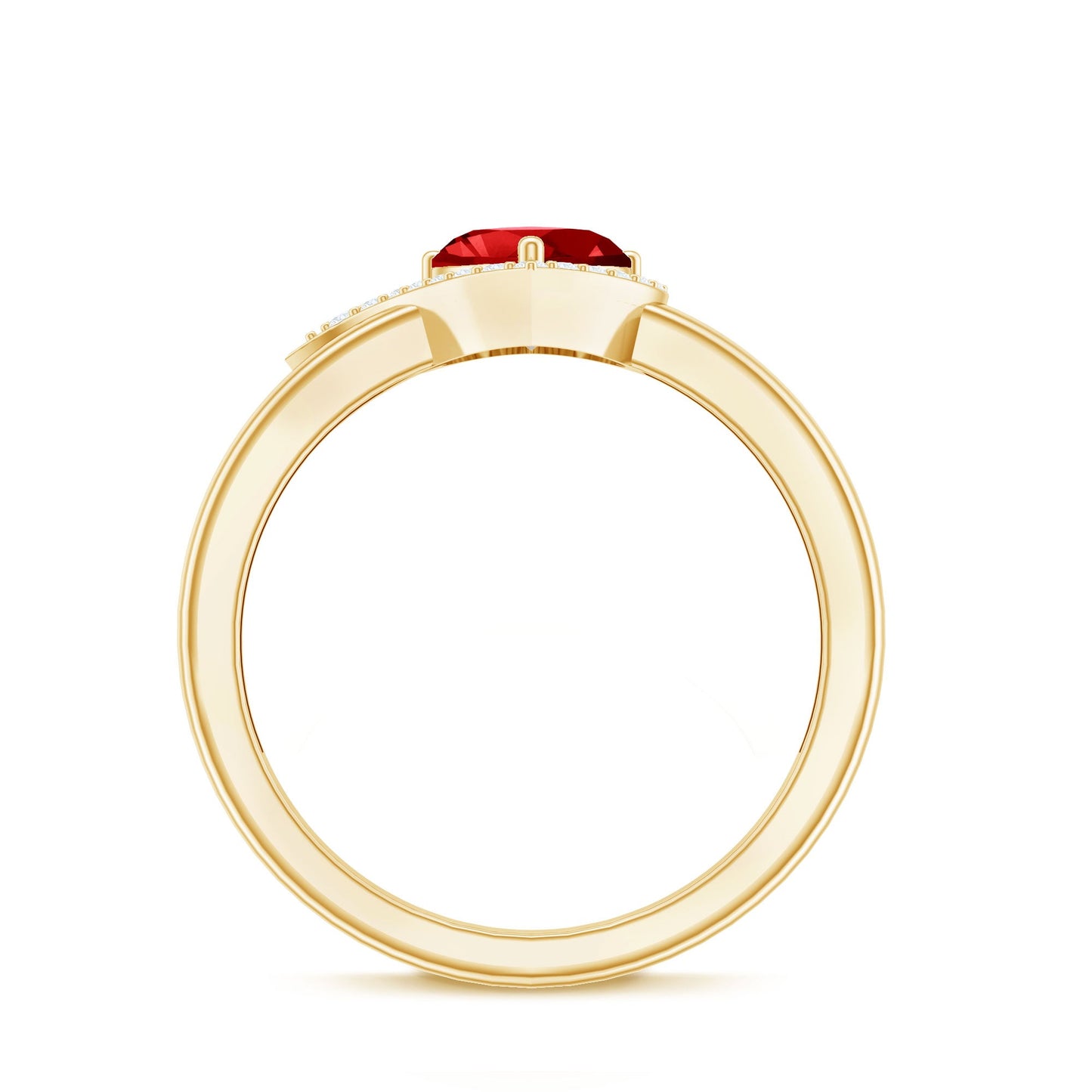 0.9 Carat Lab Grown Ruby Heart Engagement Ring with Diamond Halo