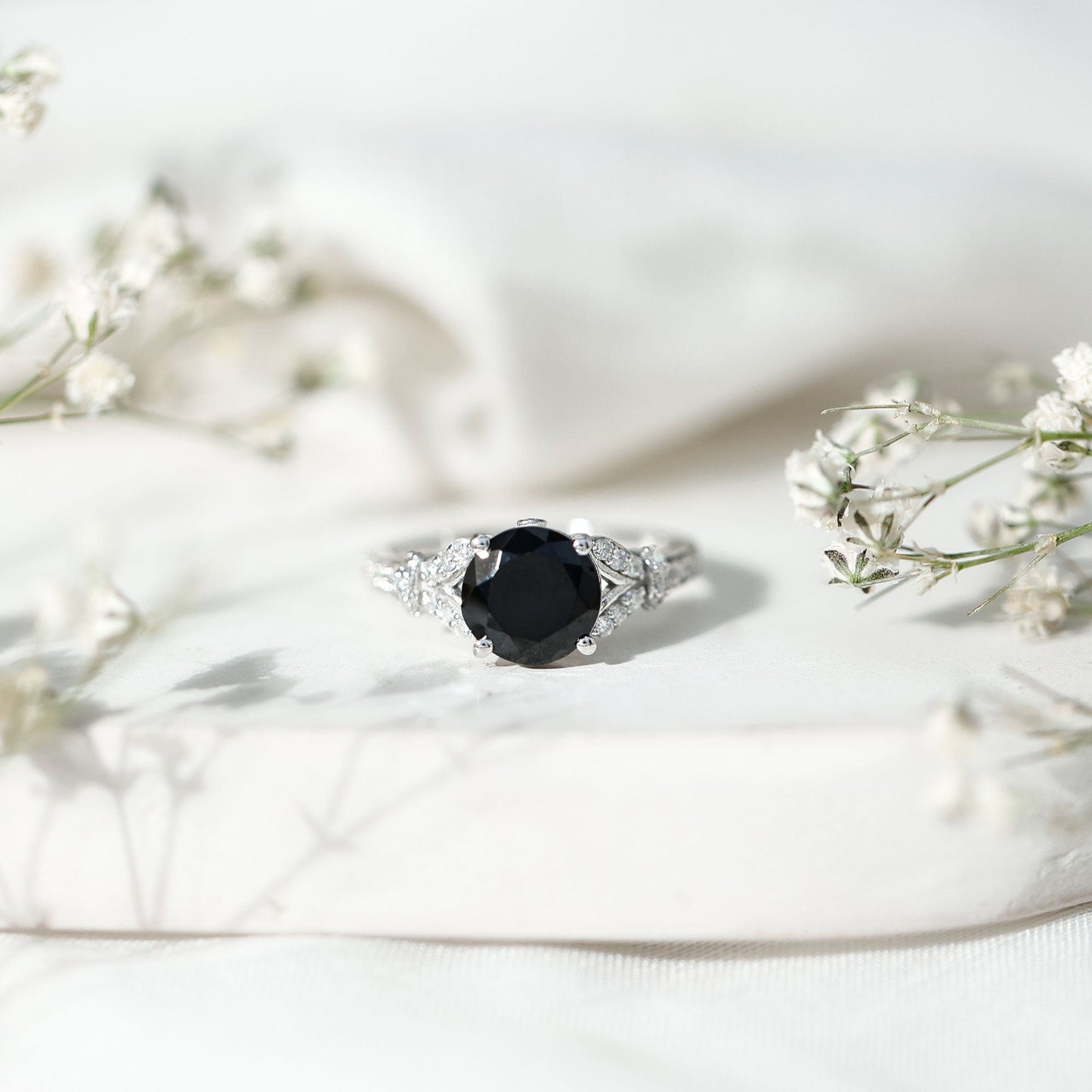 Lab Grown Black Diamond Solitaire Engagement Ring