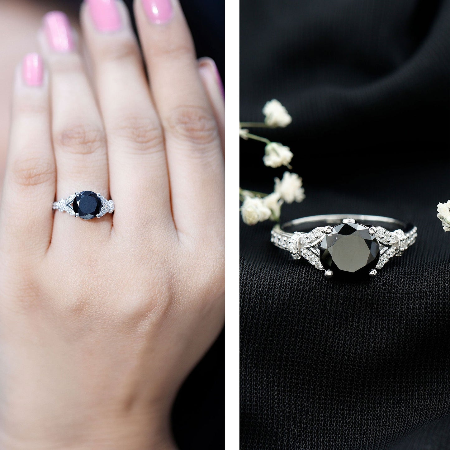 Lab Grown Black Diamond Solitaire Engagement Ring