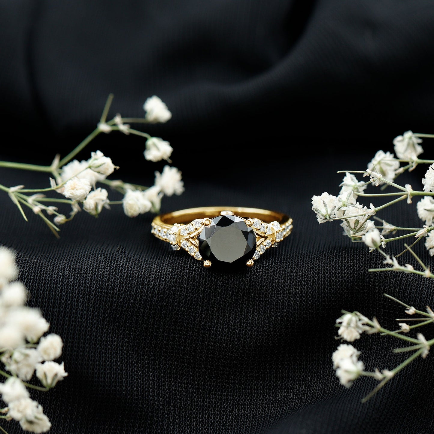 Lab Grown Black Diamond Solitaire Engagement Ring