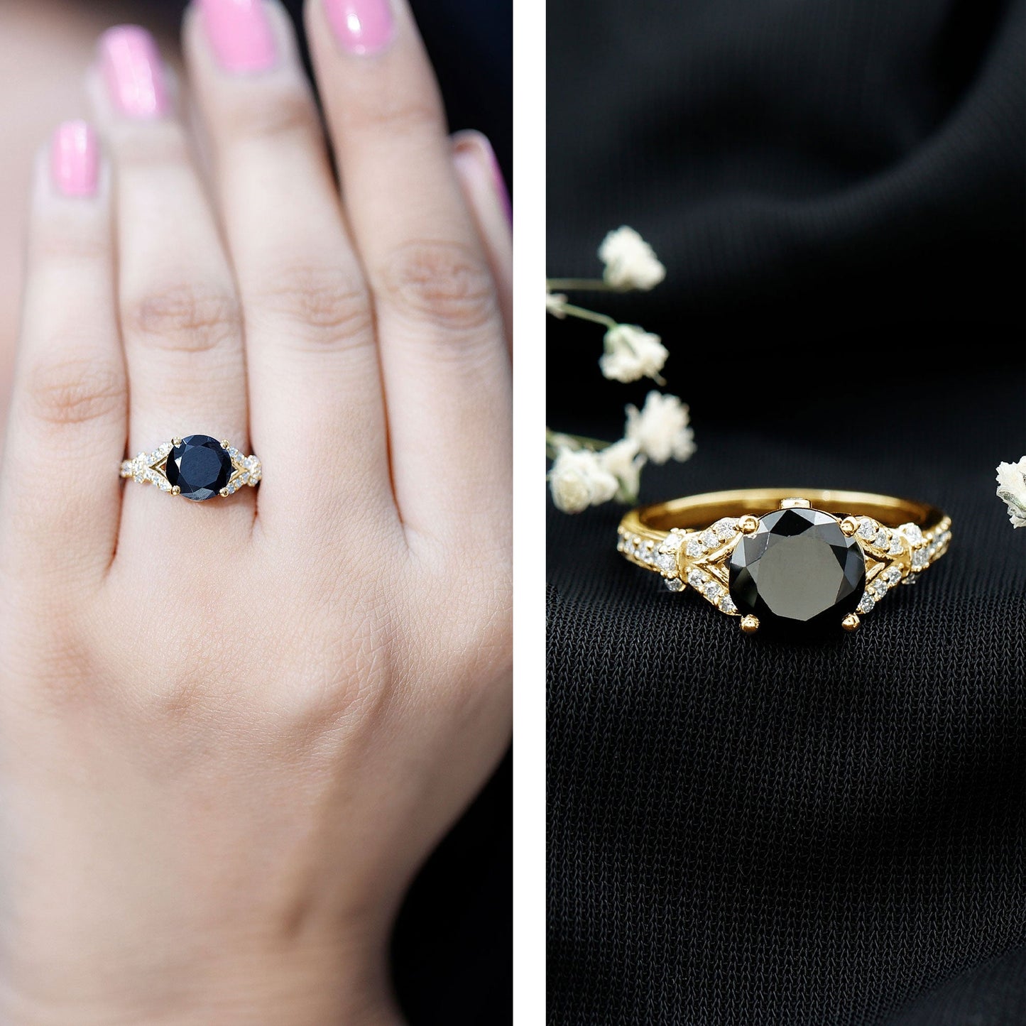 Lab Grown Black Diamond Solitaire Engagement Ring