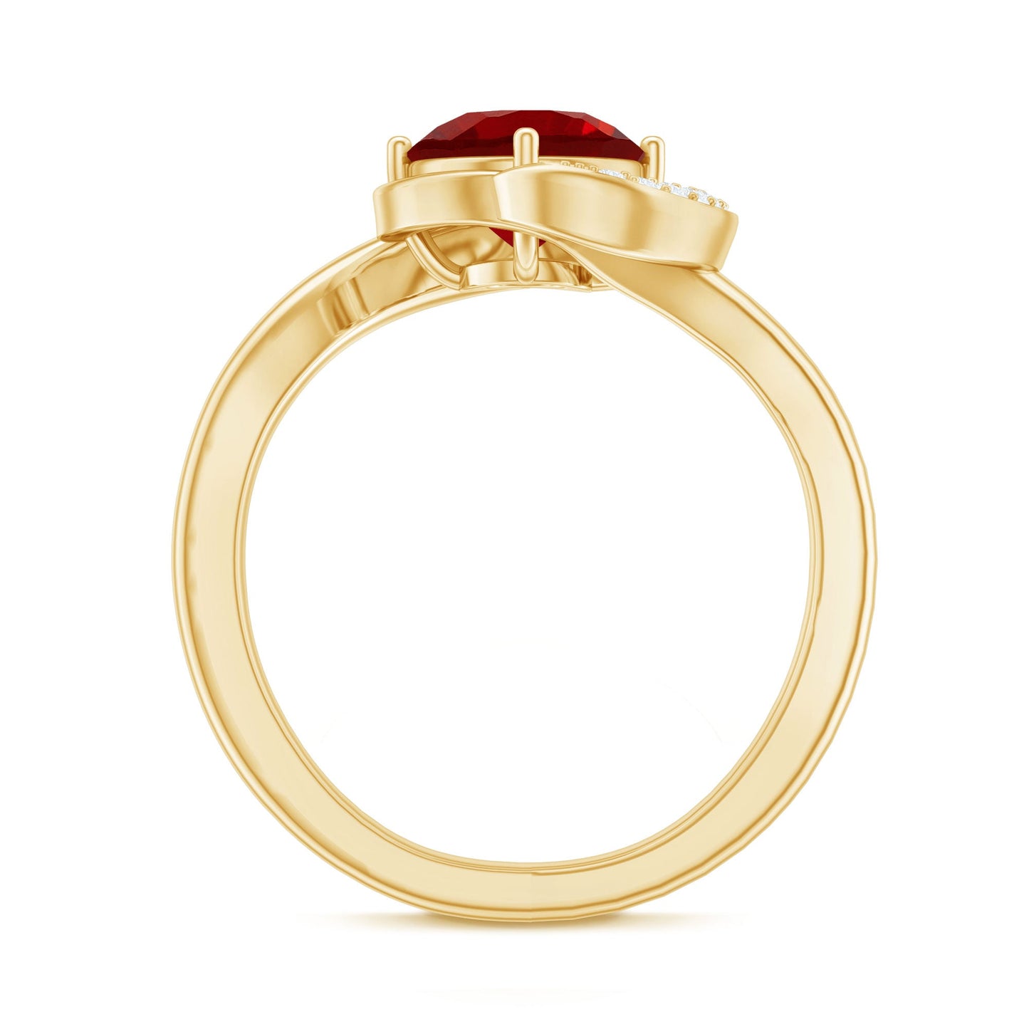 Certified 1.3 Carat Lab Created Ruby Engagement Ring with Diamond Half Halo