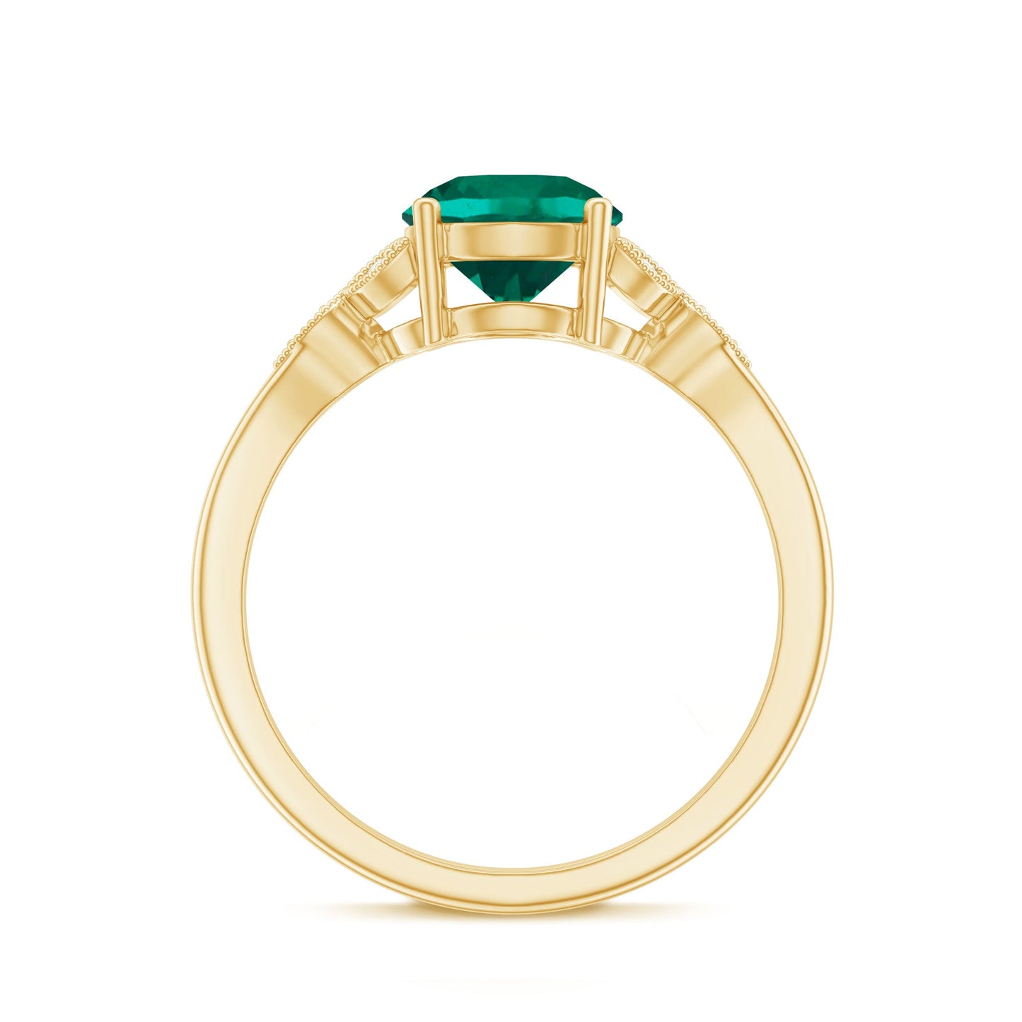 Lab Created Emerald Solitaire Engagement Ring With Diamond