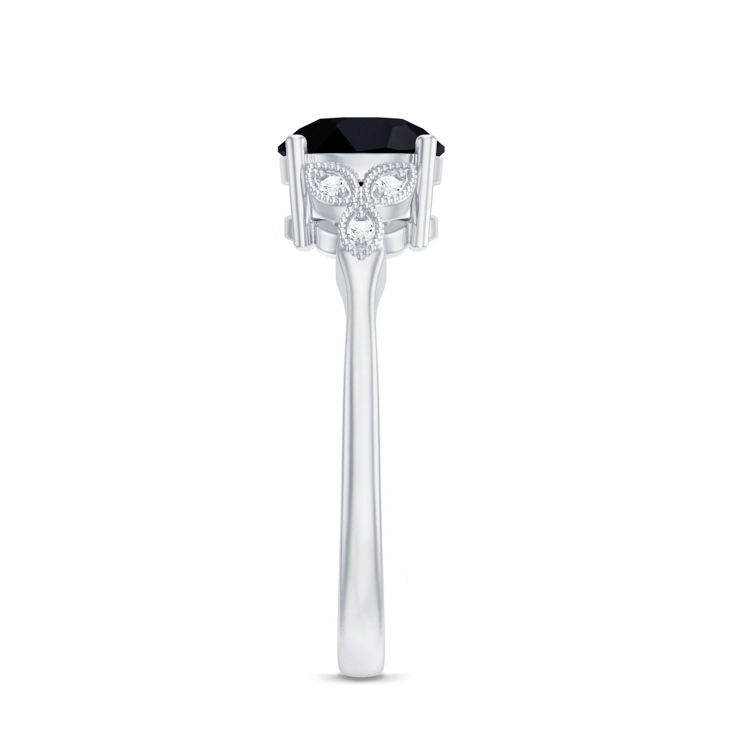 Certified 2 Carat Lab Grown Black Diamond Solitaire Engagement Ring with White Diamond