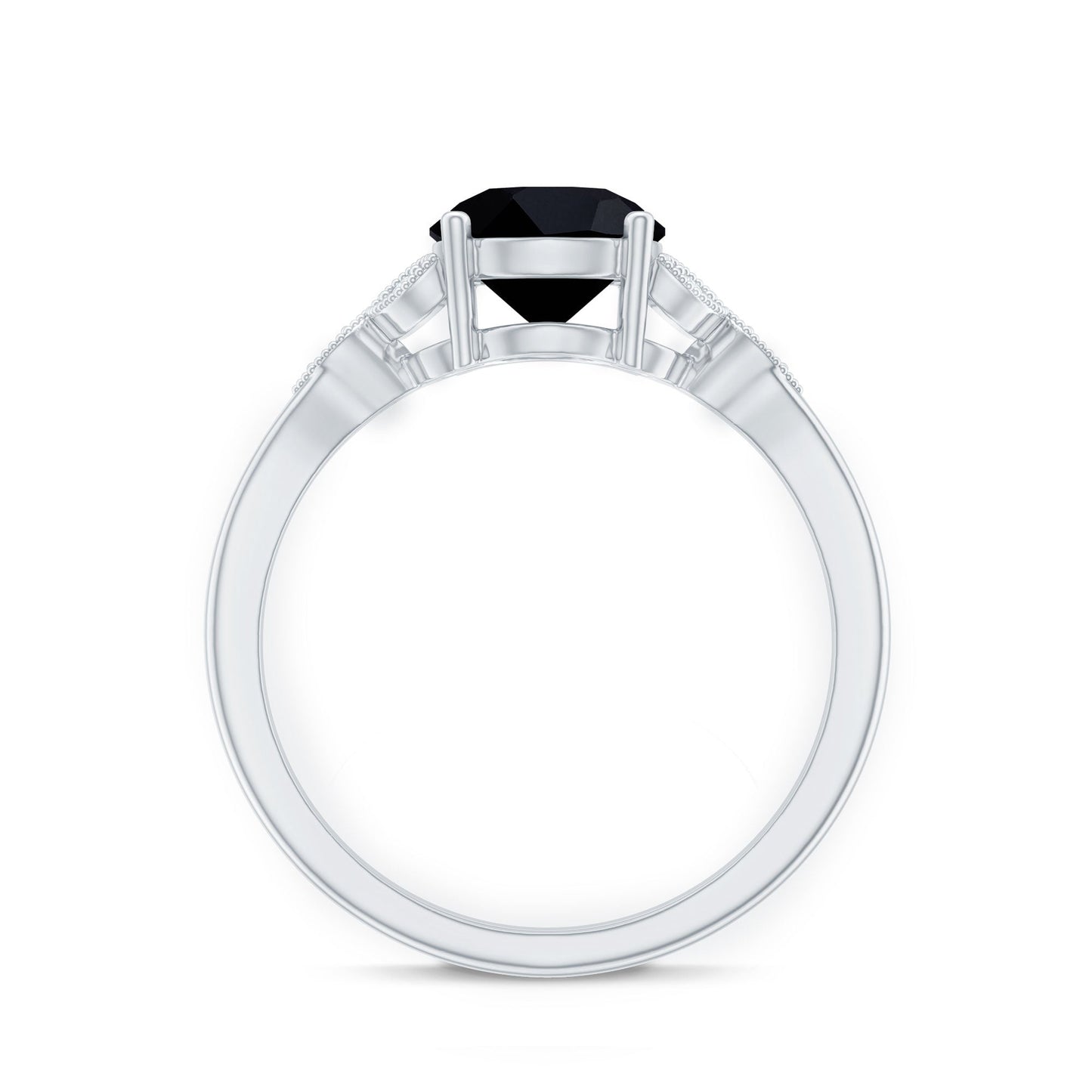Certified 2 Carat Lab Grown Black Diamond Solitaire Engagement Ring with White Diamond