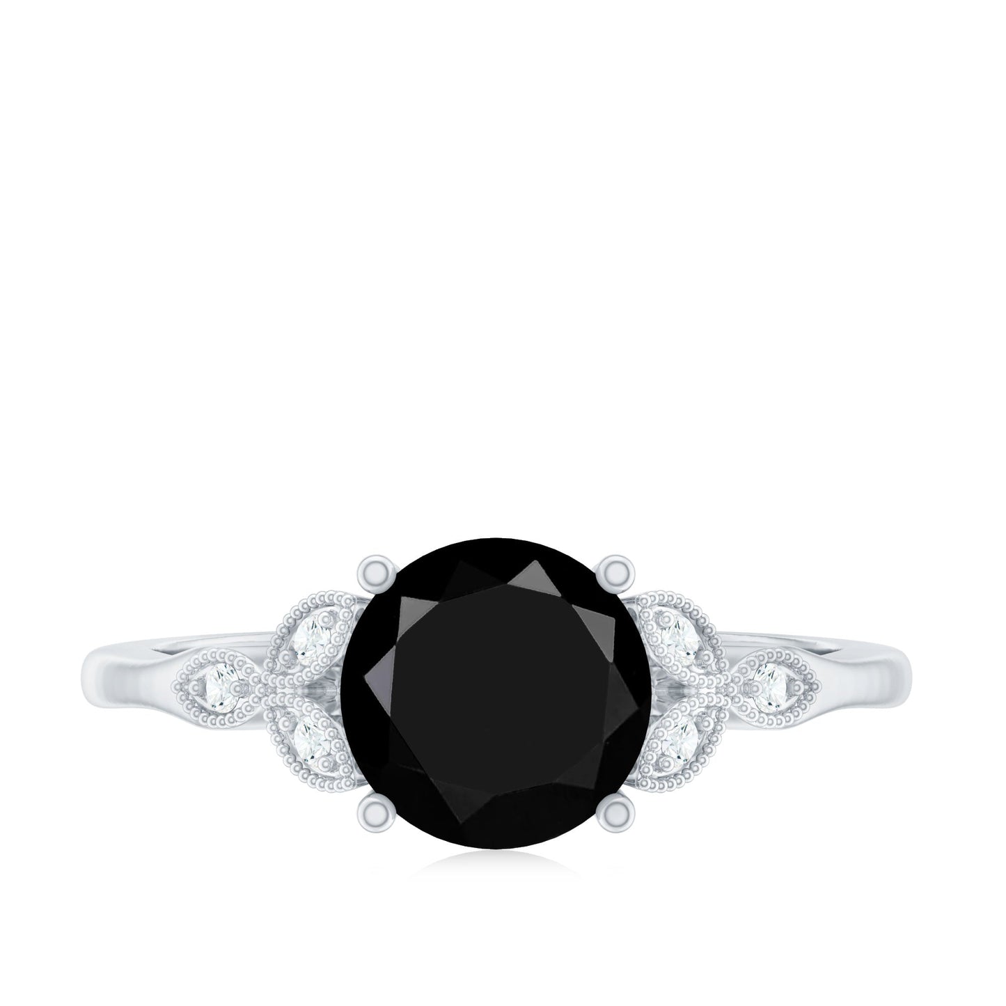 Certified 2 Carat Lab Grown Black Diamond Solitaire Engagement Ring with White Diamond