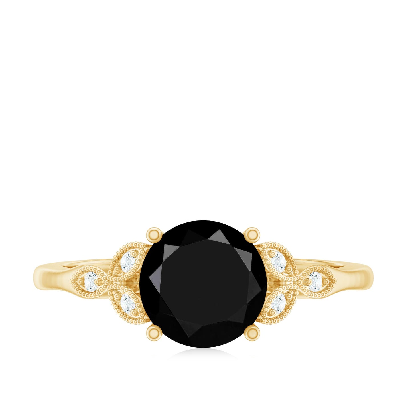 Certified 2 Carat Lab Grown Black Diamond Solitaire Engagement Ring with White Diamond