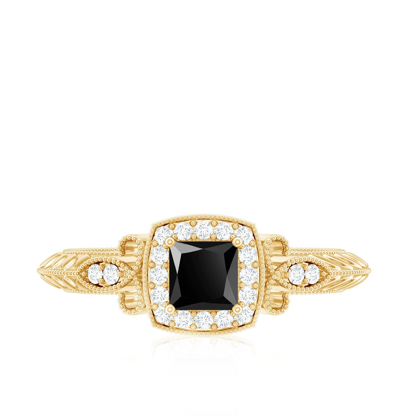 Vintage Looking 1 Carat Lab Grown Black and White Diamond Engagement Ring