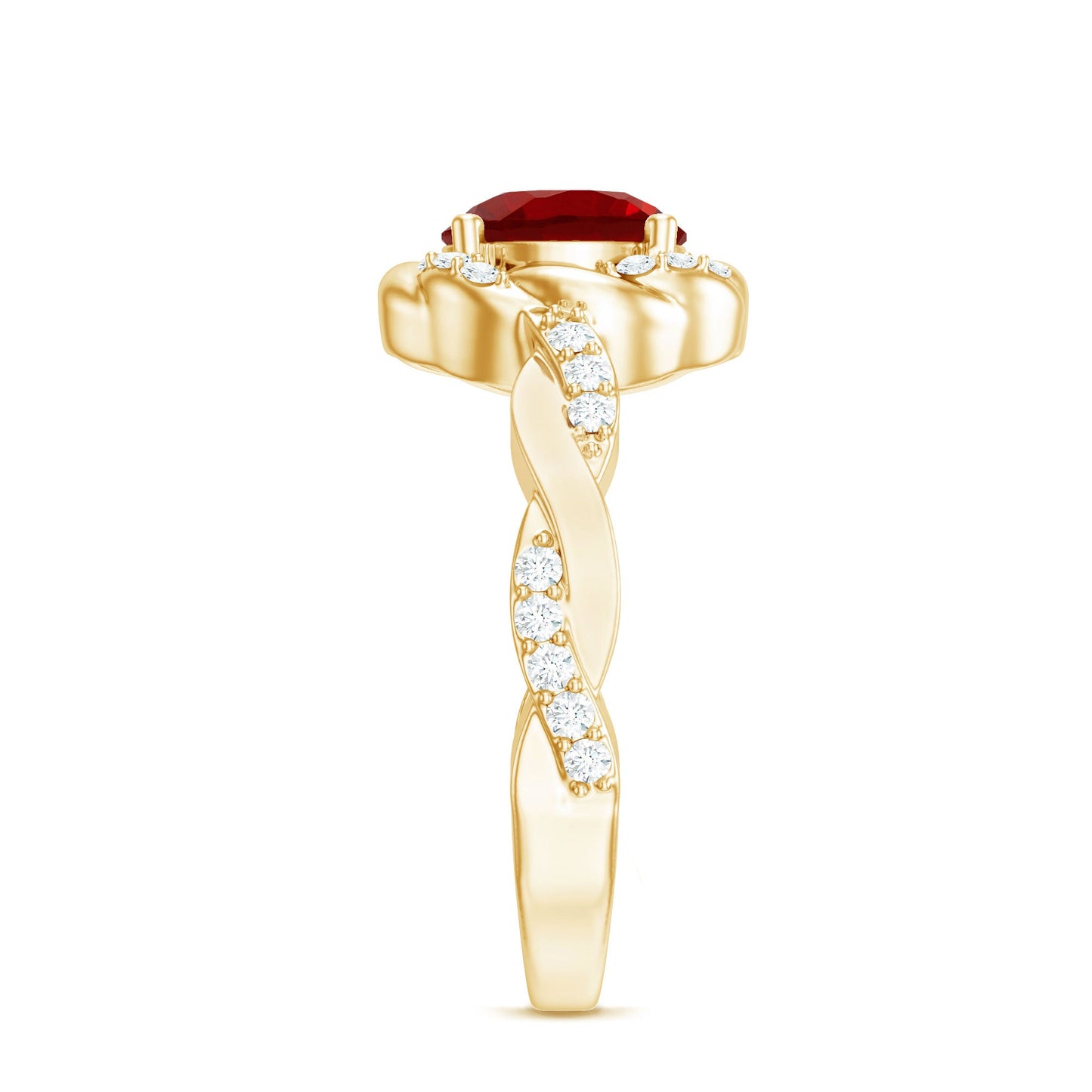 Lab Grown Ruby and Diamond Engagement Ring with Twisted Rope Design