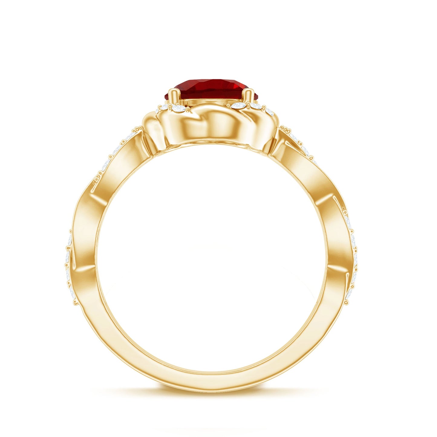 Lab Grown Ruby and Diamond Engagement Ring with Twisted Rope Design