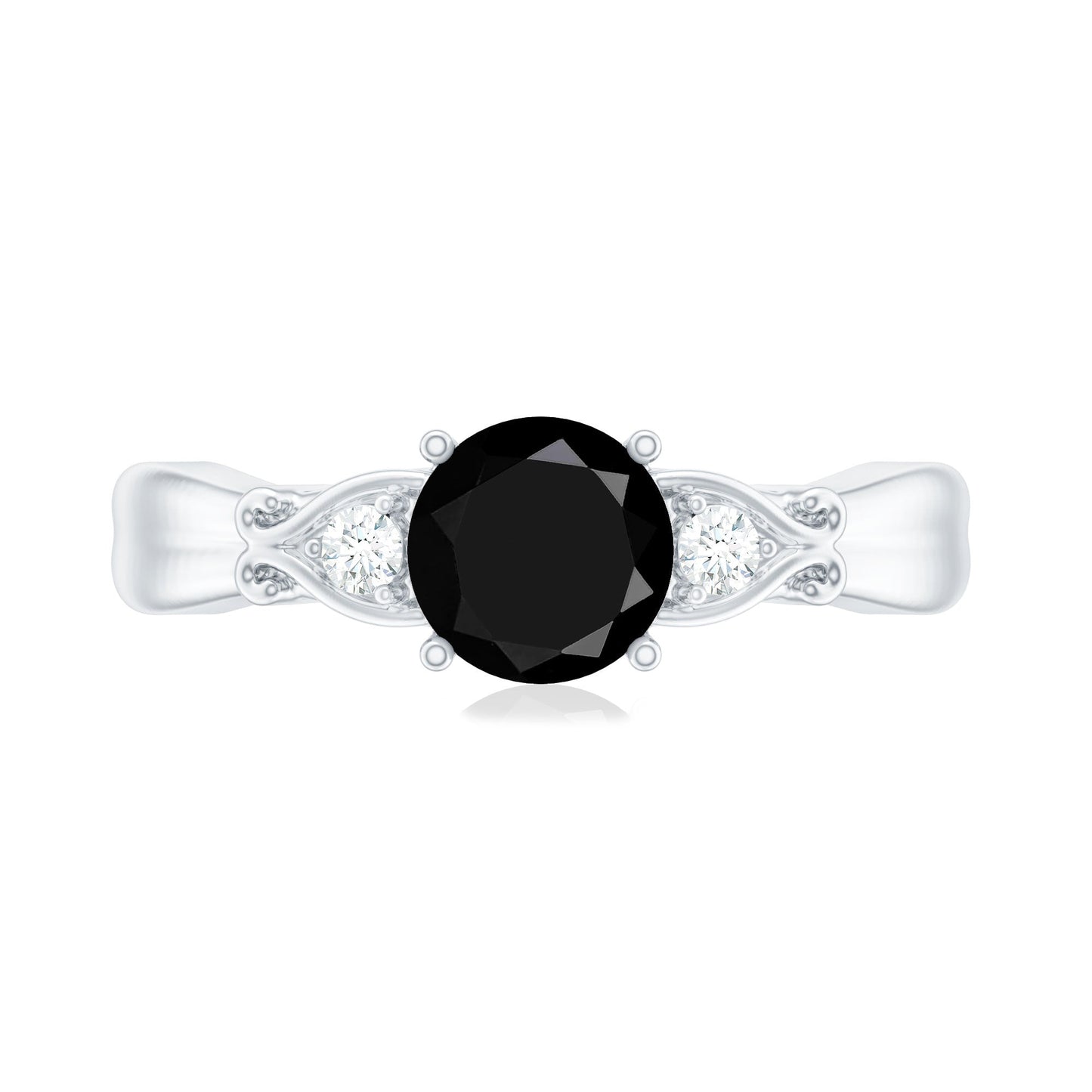 Certified 1.3 Carat Lab Grown Black Diamond Engagement Ring with White Diamond