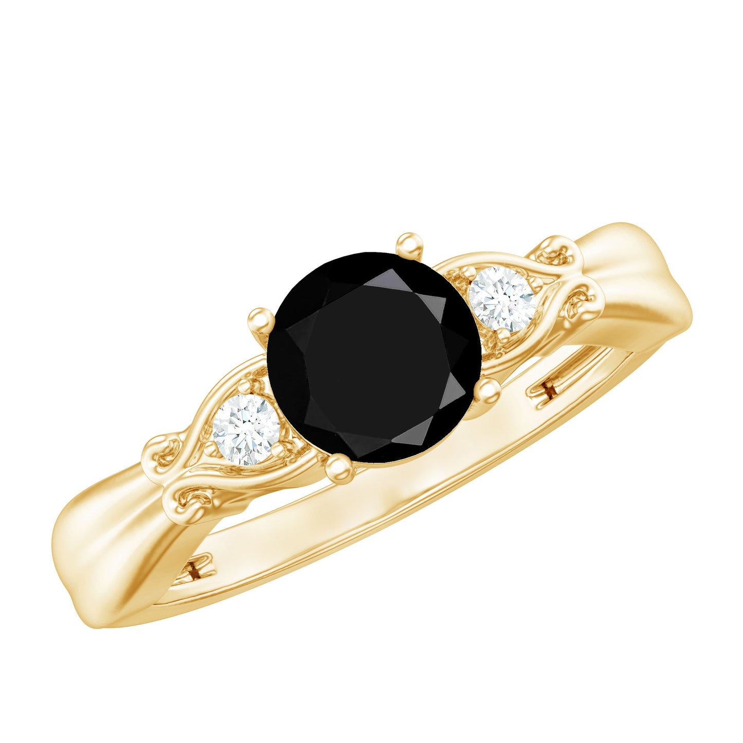 Certified 1.3 Carat Lab Grown Black Diamond Engagement Ring with White Diamond