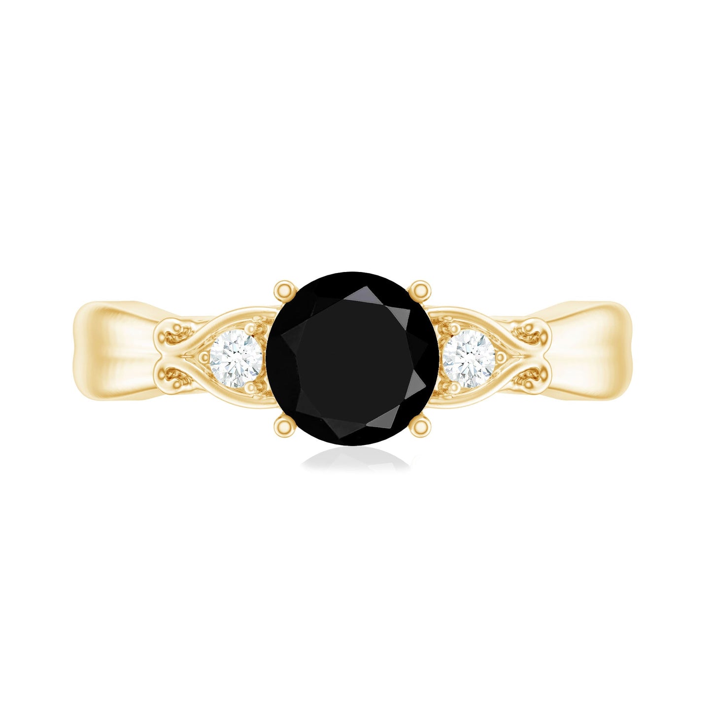 Certified 1.3 Carat Lab Grown Black Diamond Engagement Ring with White Diamond