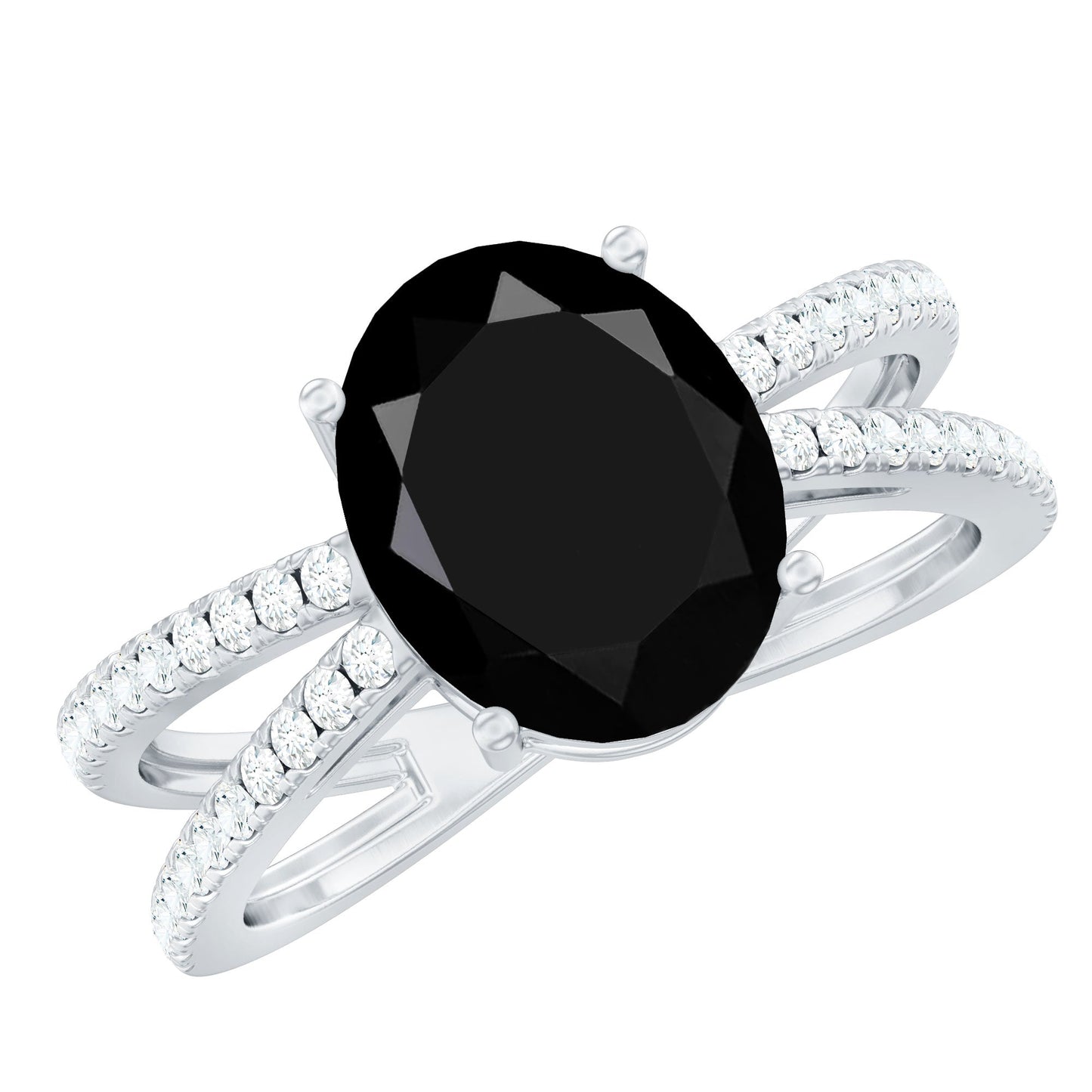 4.2 Carat Lab Grown Black Diamond Statement Engagement Ring with White Diamond