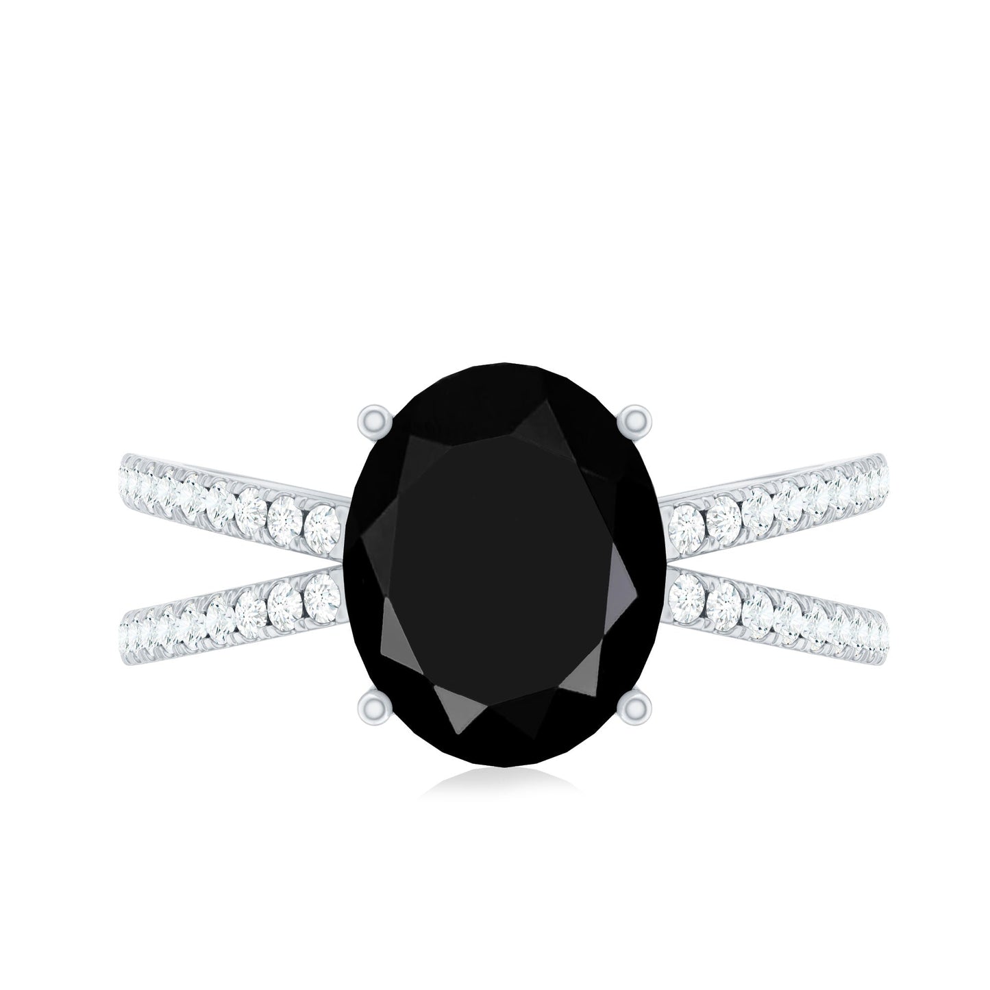 4.2 Carat Lab Grown Black Diamond Statement Engagement Ring with White Diamond