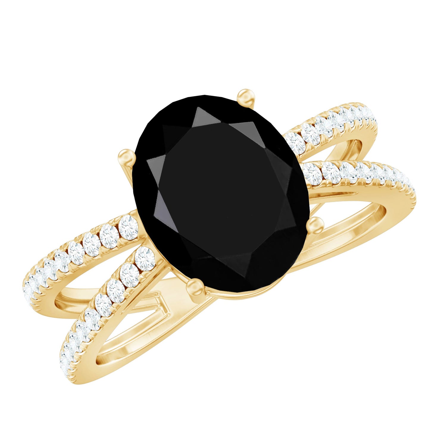 4.2 Carat Lab Grown Black Diamond Statement Engagement Ring with White Diamond