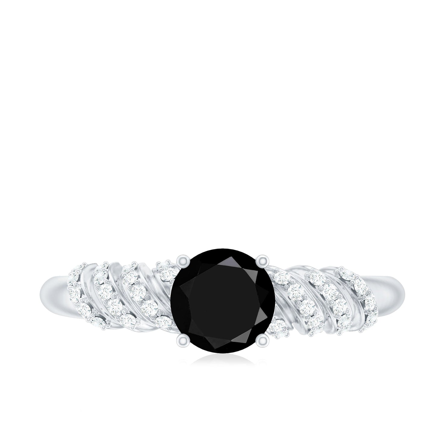 Lab Grown Black Diamond Solitaire Promise Ring With Diamond
