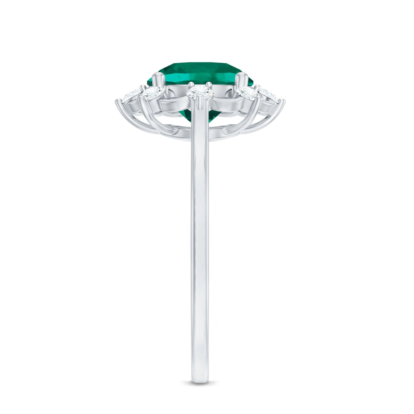 Lab Grown Emerald Designer Flower Engagement Ring