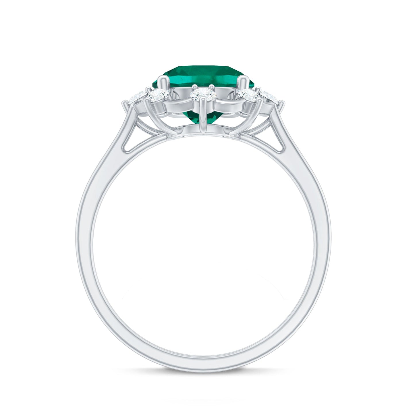 Lab Grown Emerald Designer Flower Engagement Ring