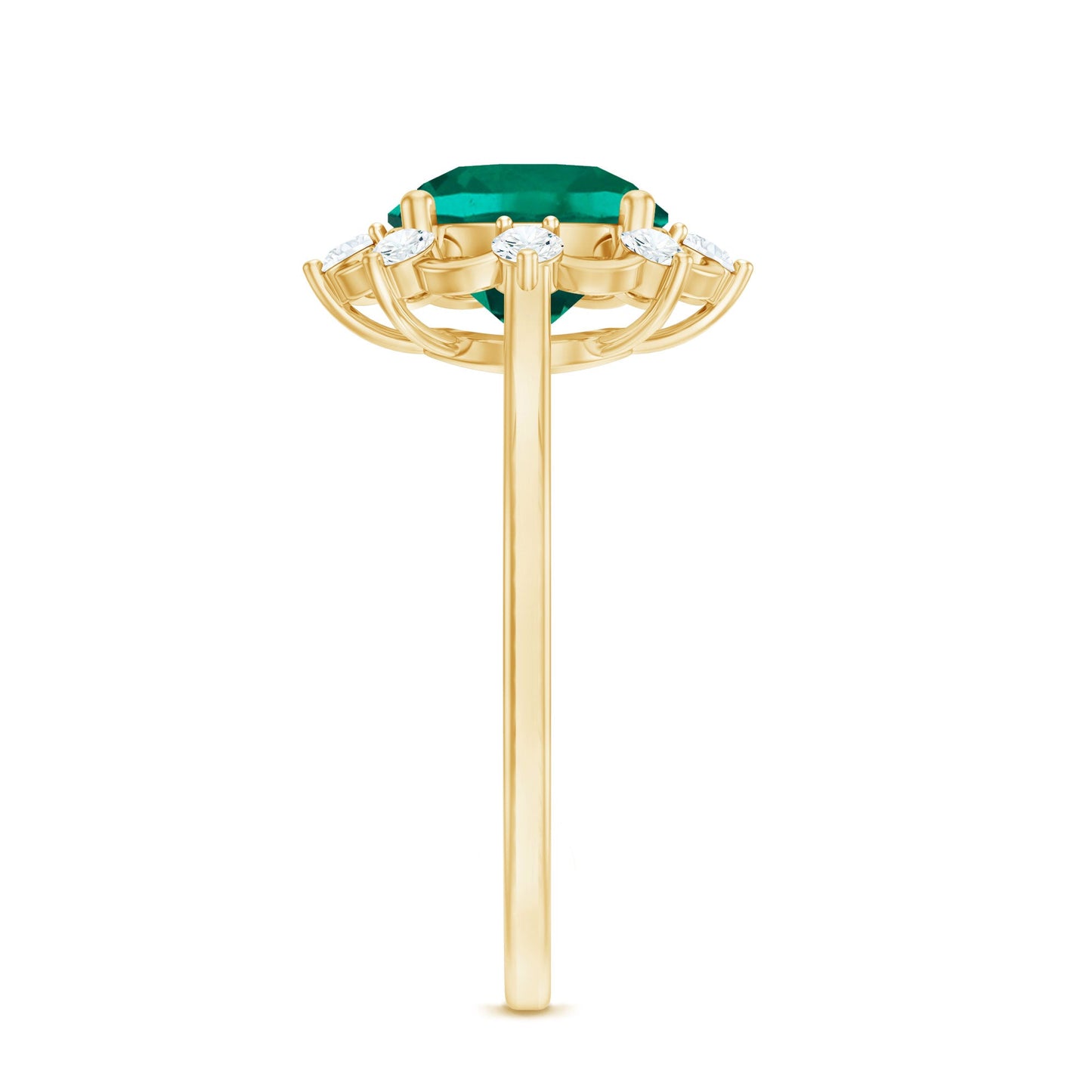 Lab Grown Emerald Designer Flower Engagement Ring