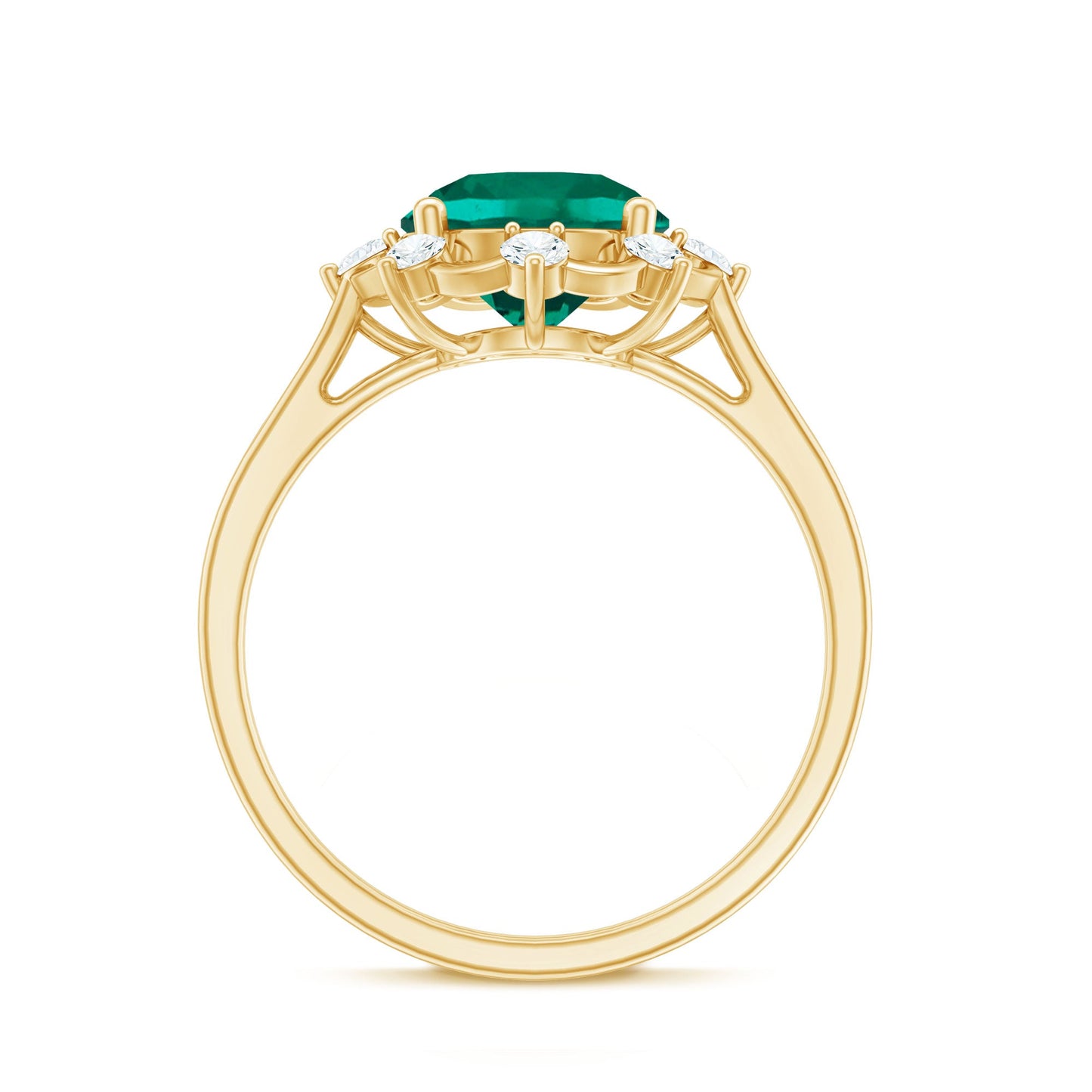 Lab Grown Emerald Designer Flower Engagement Ring