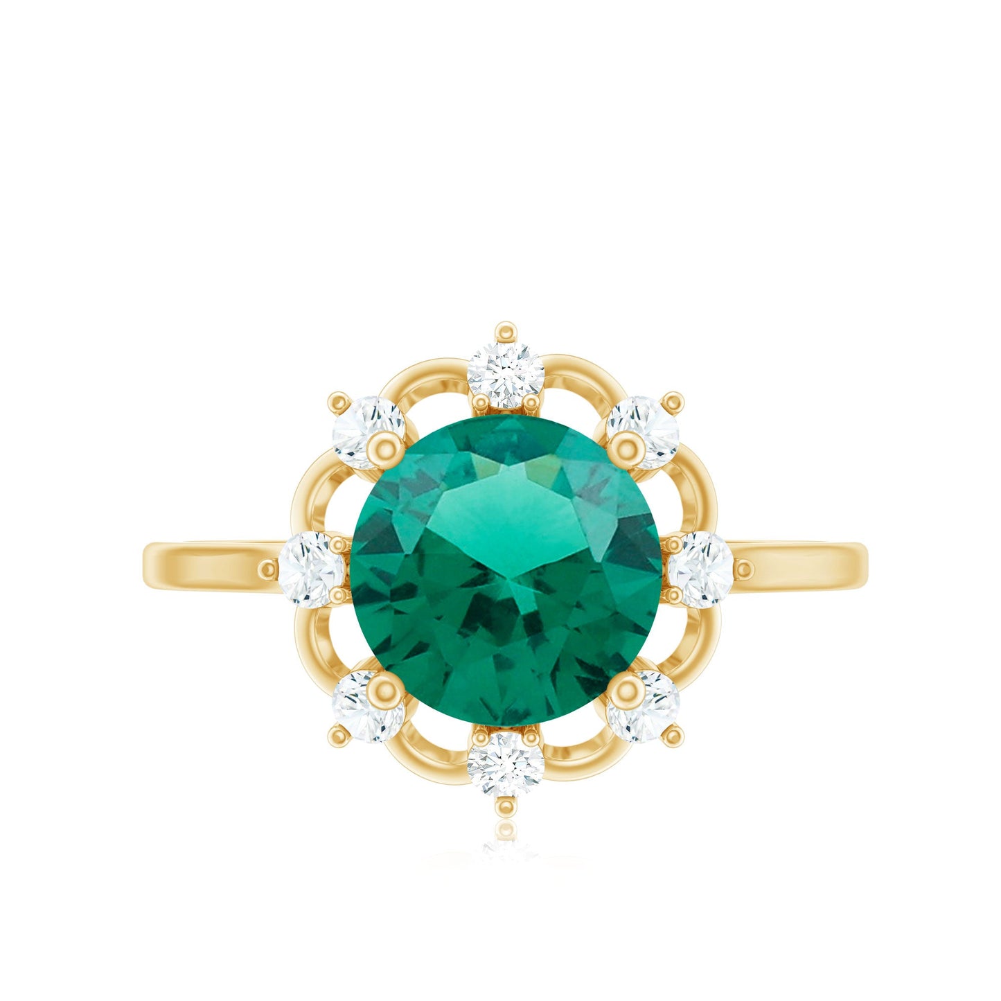 Lab Grown Emerald Designer Flower Engagement Ring