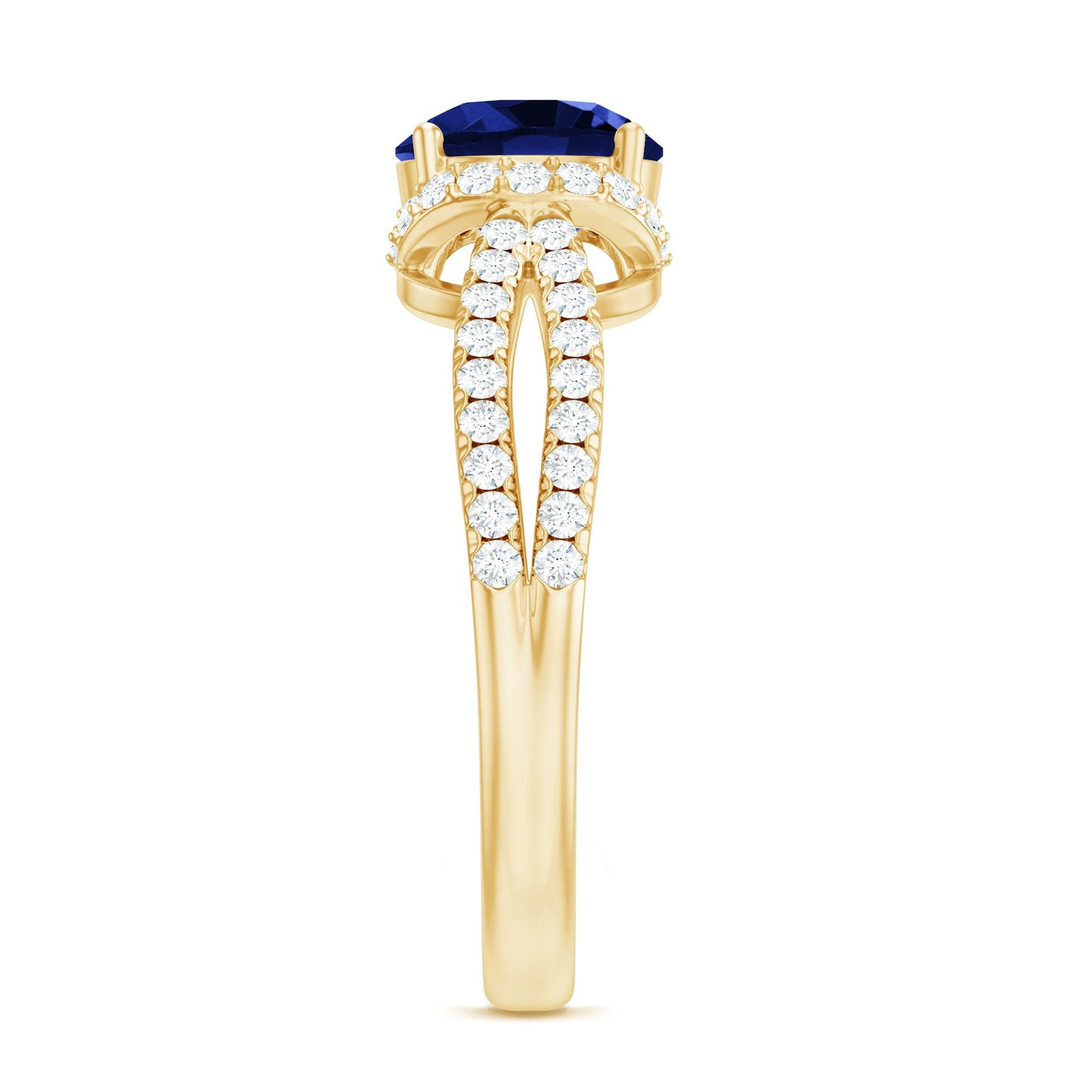 Certified 2.7 Carat Lab Grown Blue Sapphire Engagement Ring with Diamond for Women