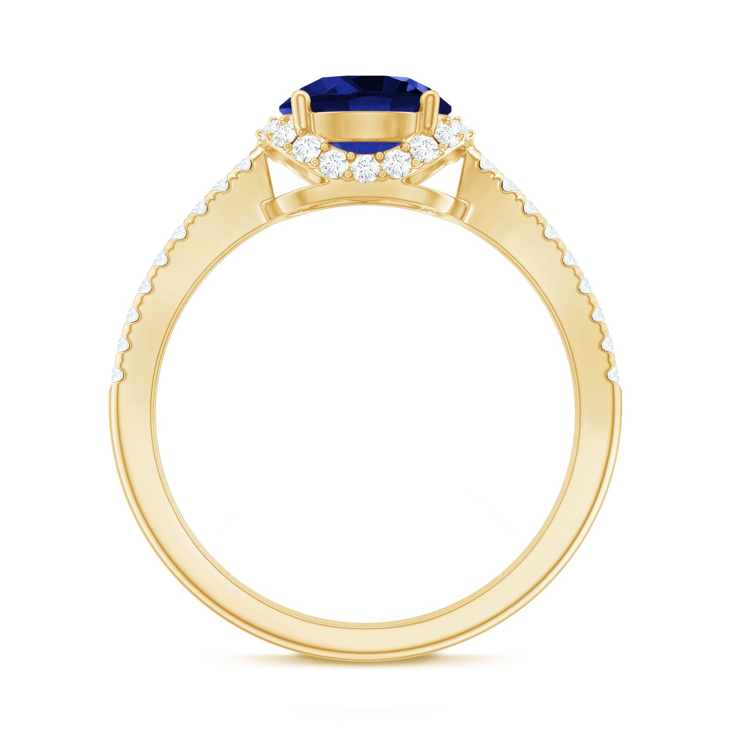 Certified 2.7 Carat Lab Grown Blue Sapphire Engagement Ring with Diamond for Women
