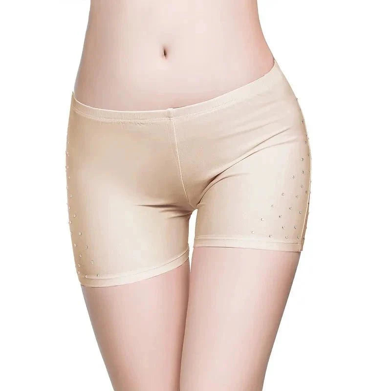 Belly Dance Safety Shorts Women's Belly Dance Clothes Leggings Tight-fitting Stretch Safety Pants with Diamonds Short Pants