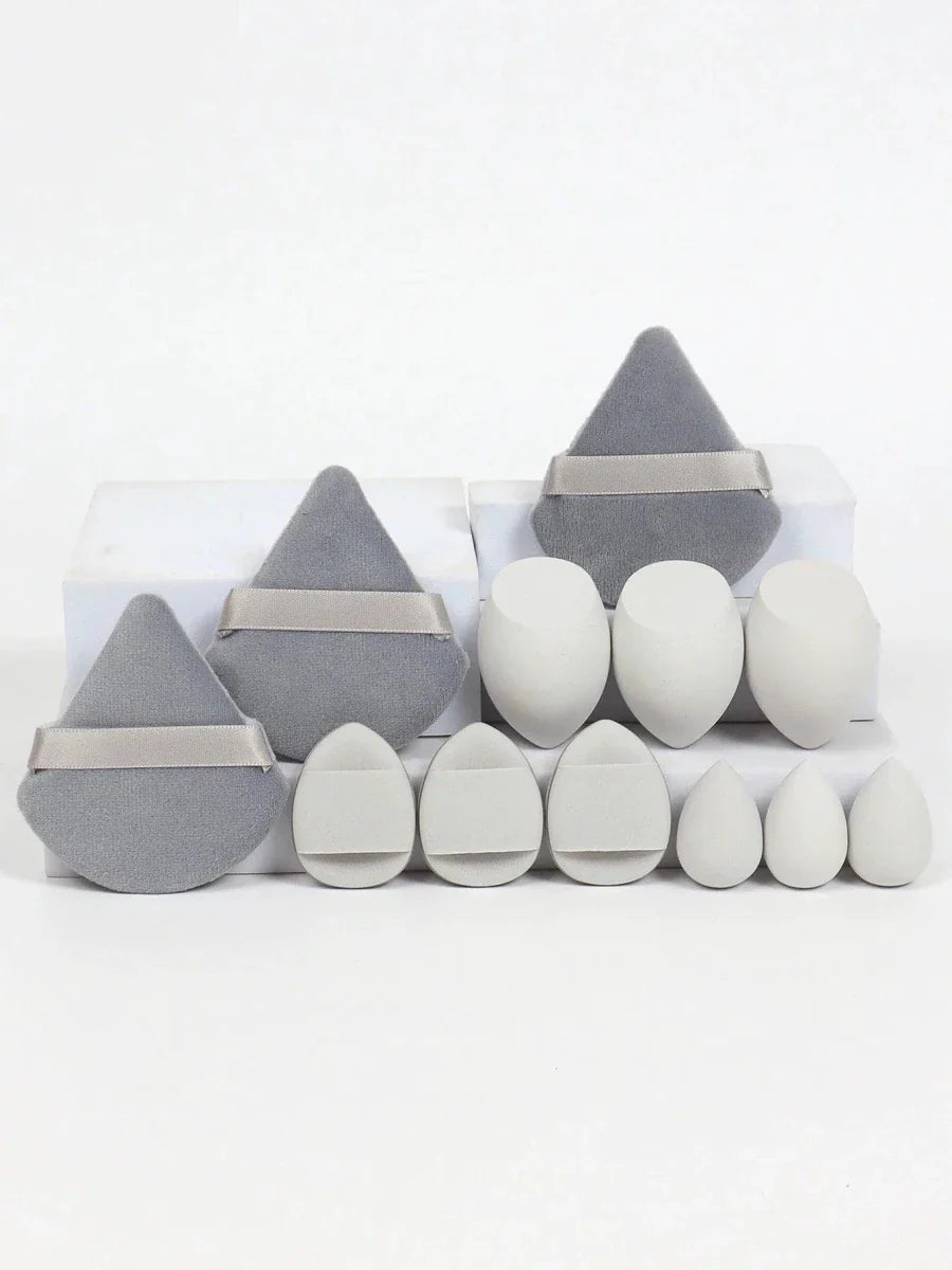 12 Piece All Purpose Makeup Sponge Set with Loose Powder Puffs Mini Air Cushion Puffs Beauty Eggs and Mini Beauty Sponges