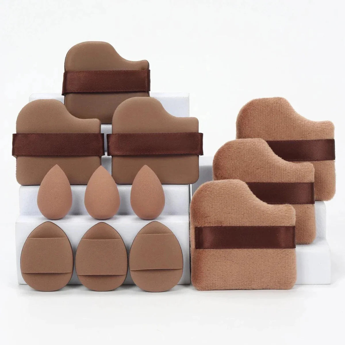 12 Piece All Purpose Makeup Sponge Set with Loose Powder Puffs Mini Air Cushion Puffs Beauty Eggs and Mini Beauty Sponges
